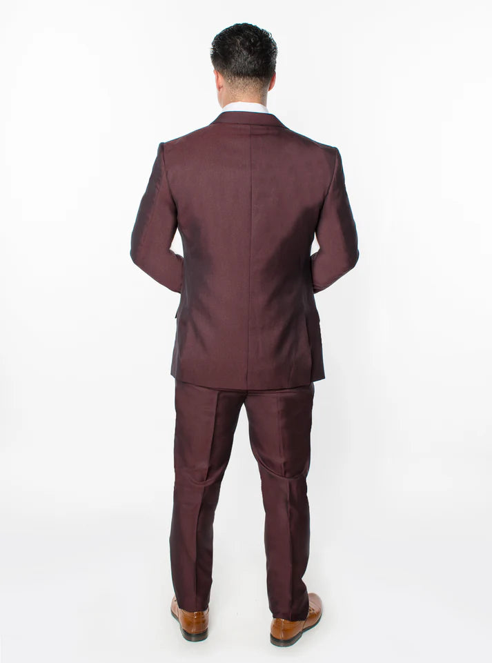 3 Piece Textured Suit - Burgundy (264510)