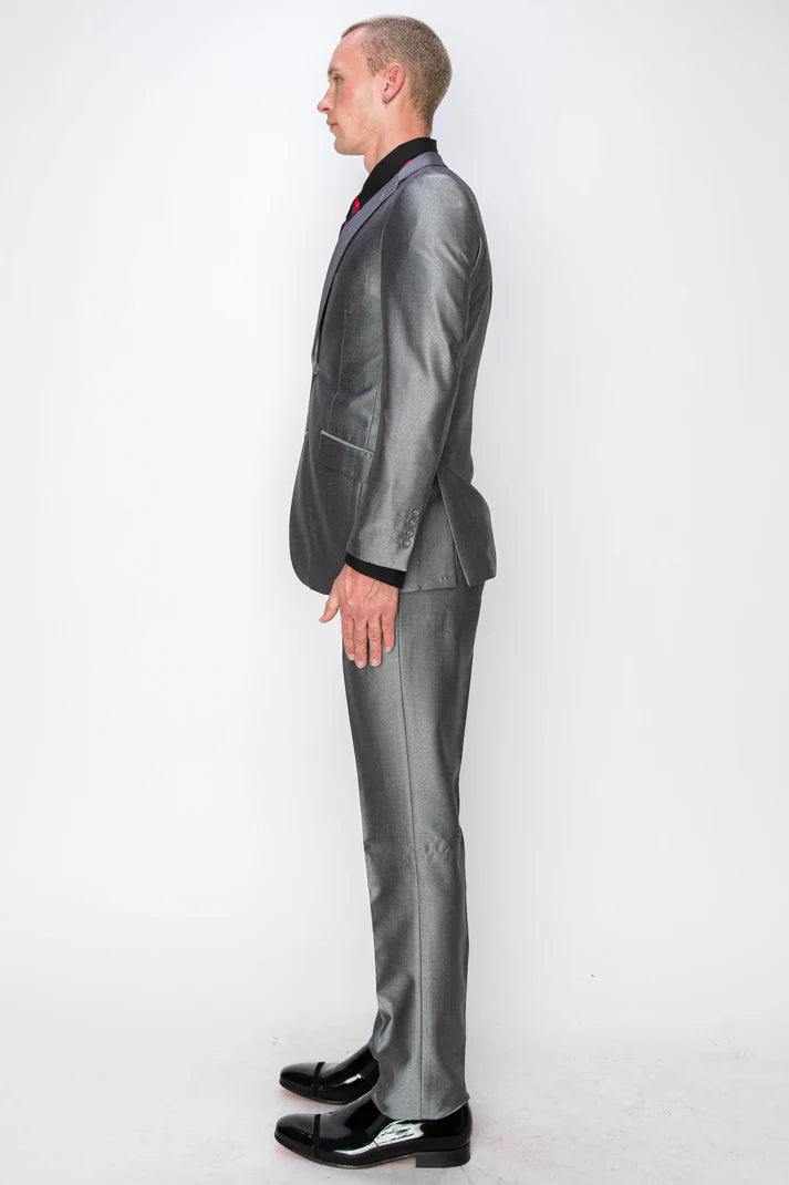 3 Piece Textured Suit - Grey (107605)
