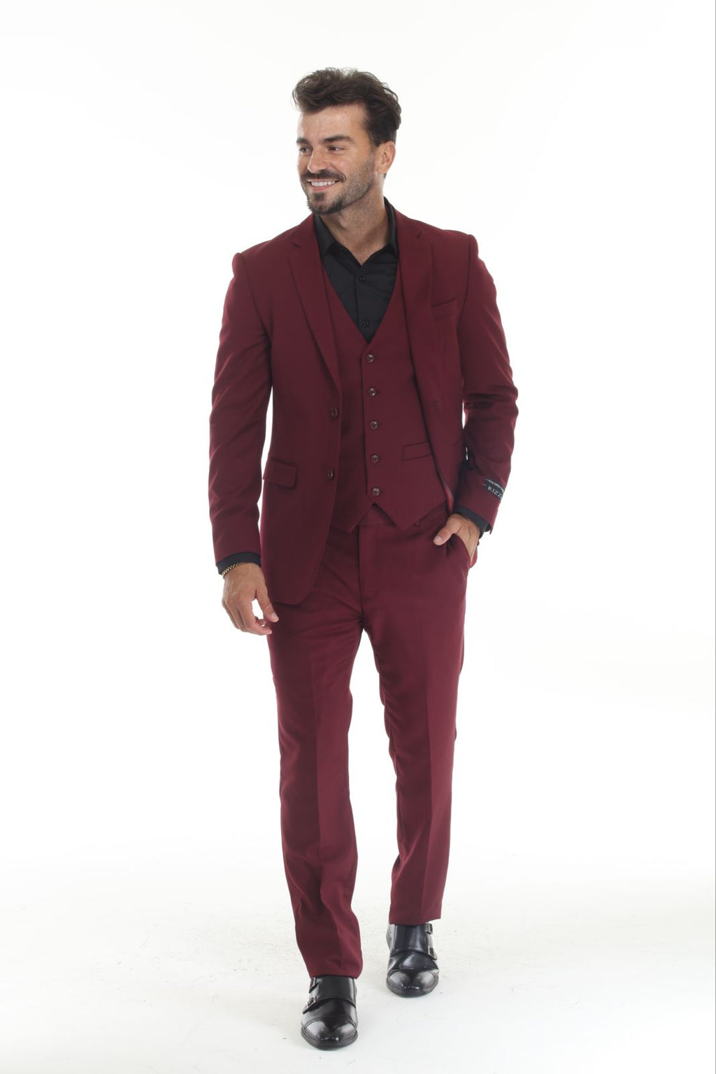 Check out new 3 pieces Slim Fit Burgandy Suit all size available 34S-60R