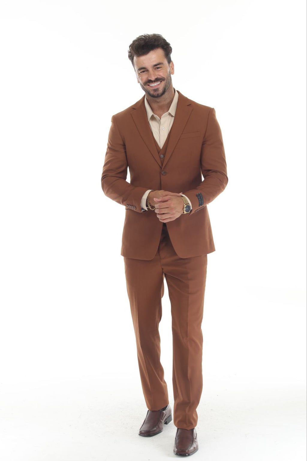 Check out new 3 pieces Slim Fit  Suit Brown-17  all size available 34S-60R