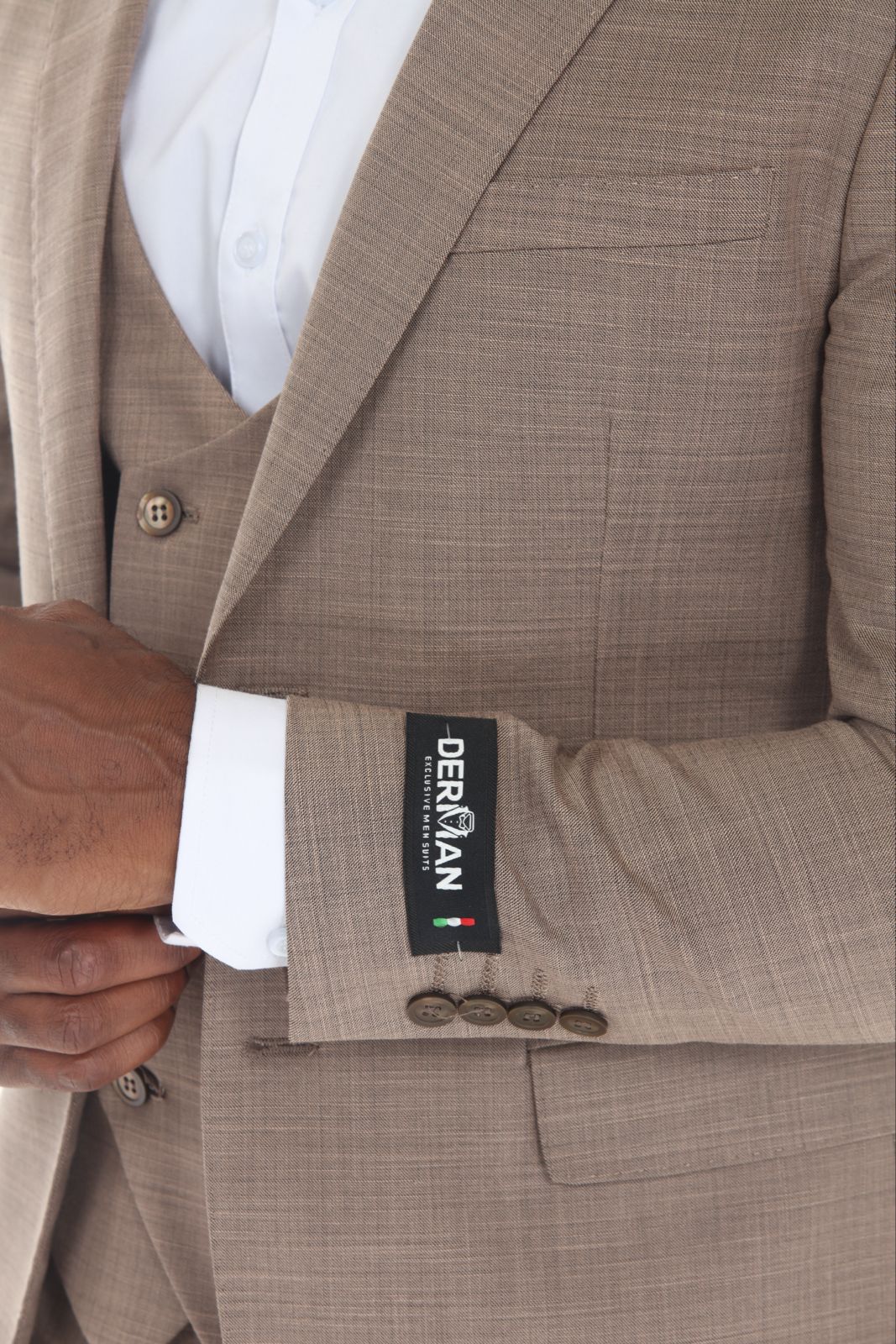 Check out new 3 pieces Slim Fit Mocha Suit Jacket, Double Breast Vest, Expandable Pants active 2 way Stretch Fabric